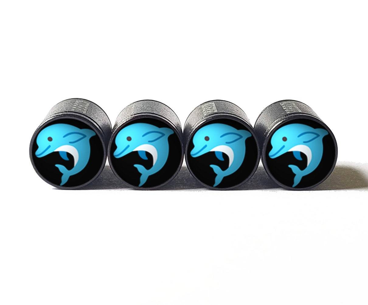 Primary image for Dolphin Emoji Tire Valve Stem Caps - Black Aluminum - Set of Four