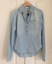 Abercrombie Women Pullover Denim Shirt S M Light Blue Wash Pocket Button Jeans - £31.44 GBP