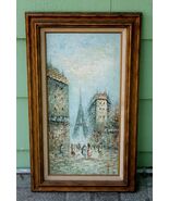 Original textured oil on canvas painting of Eiffel Tower Paris signed wo... - $1,799.83 MXN