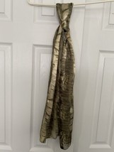 Shiny Green and Cream Colored Women’s Sheer Polyester Scarf - £9.98 GBP