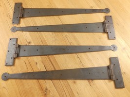 4 HUGE Strap T Hinges Tee Round Primitive Gate Door Rustic Medieval Iron... - $129.99