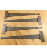 4 HUGE Strap T Hinges Tee Round Primitive Gate Door Rustic Medieval Iron... - €112,37 EUR