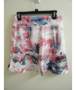 RUFFLE PULL ON SHORT SKIRT SZ LG PINK BLUE WHITE BLACK GEO DESIGN #16H - $9.00