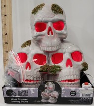 Haunted Hollow Moss Covered Misting Skulls Halloween Decor - $46.52