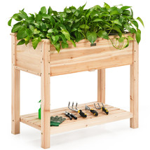 Costway Raised Garden Bed Elevated Wood Planter Box Stand for Vegetable Flower - £109.34 GBP