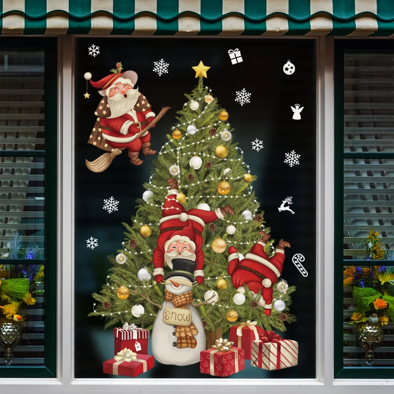 Play New Christmas Decoration Window Stickers Santa Gifts Merry Christmas Mirror - £23.25 GBP