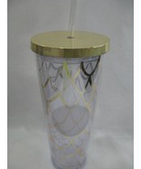 Starbucks 24 oz Tumbler Cup Mermaid Scales Gold Clear Lid Venti Straw - £10.83 GBP