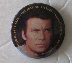 William Shatner ~ Star Trek, The Movie Channel, 1.5&quot; Diameter, 1982 ~ Pin - £8.67 GBP