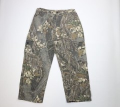 Vintage 90s Jerzees Mens XL Faded Mossy Oak Camouflage Wide Leg Cargo Pants - £116.77 GBP