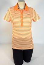 Columbia Sportswear Orange &amp; White Stripe Mesh Short Sleeve Polo Shirt Women NWT - £39.22 GBP