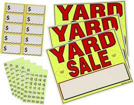 10) Large Label (3) All-Weather Yard Sale Signs, (200) Stickers 11 x 15 ... - $8.91