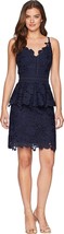 Ted Baker London Sz US 12/UK 5 Nadie Dress Lace Detail Peplum Navy $439!... - $79.19