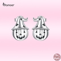 Bamoer 2021 New Halloween Pumpkin Stud Earrings 925 Silver Cosplay Ear Studs for - £16.11 GBP