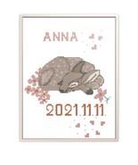 Birth announcement modern cross stitch pattern, pdf embroidery, baby - $7.20