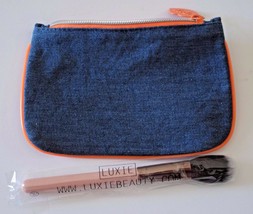 IPSY Makeup Bag Denim &amp; Orange Borders w/ Luxie Blush Brush &quot;Much Love&quot; Feb 2017 - £10.22 GBP