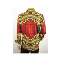 Men Sports Shirt by DE-NIKO Long Sleeves Fashion Print Soft Modal DNK6902 Red image 10