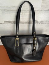 Coach Legacy Women&#39;s Black Leather Double Handle Solid Pocket Tote Bag - $30.39