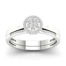 S925 Silver 0.16Ct TDW Natural Diamond Cluster Halo Bridal Set - £144.76 GBP