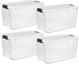 Sterilite 19889804 4-Container, 70 Quart/66 Liter Ultra Box, Clear With White - £67.63 GBP