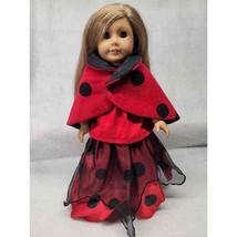 Doll Costume Outfit Ladybug Holiday Skirt Wrap top Fits American Girls &amp; 18&quot; - £13.42 GBP