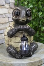Marine Coastal Baby Turtle Tortoise Statue Carrying Solar LED Lantern Light - $74.99