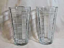 2 Vtg Anchor Hocking Block Optic Carlyle Clear Ice Tea Water Glass Tumblers 6&quot;   - £21.86 GBP