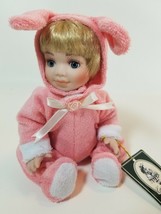 Geppeddo Collectible Porcelain Doll Pink Bunny Outfit #08B261 Blonde in Box - $11.83