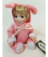 Geppeddo Collectible Porcelain Doll Pink Bunny Outfit #08B261 Blonde in Box - £9.30 GBP