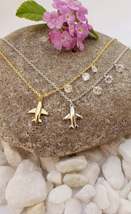 Airplane necklace Airplane Jet set Pendant Pilot Flight attendant gift gold neck - £30.28 GBP