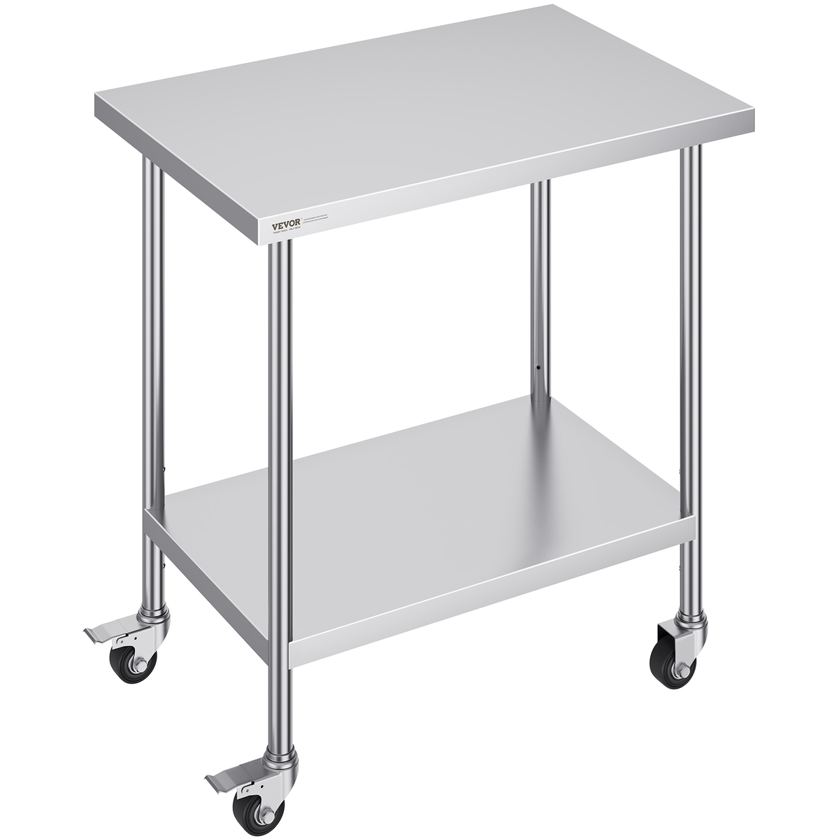 VEVOR Stainless Steel Adjustable Work Table 24x36x38 in, 2 Storeys with ... - $104.99