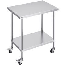 VEVOR Stainless Steel Adjustable Work Table 24x36x38 in, 2 Storeys with ... - $104.99