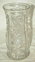 E.O. Brody Floral Vase Texture Criss Cross Clear Glass Cleveland USA Vintage MCM - £25.68 GBP