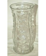 E.O. Brody Floral Vase Texture Criss Cross Clear Glass Cleveland USA Vin... - £26.10 GBP