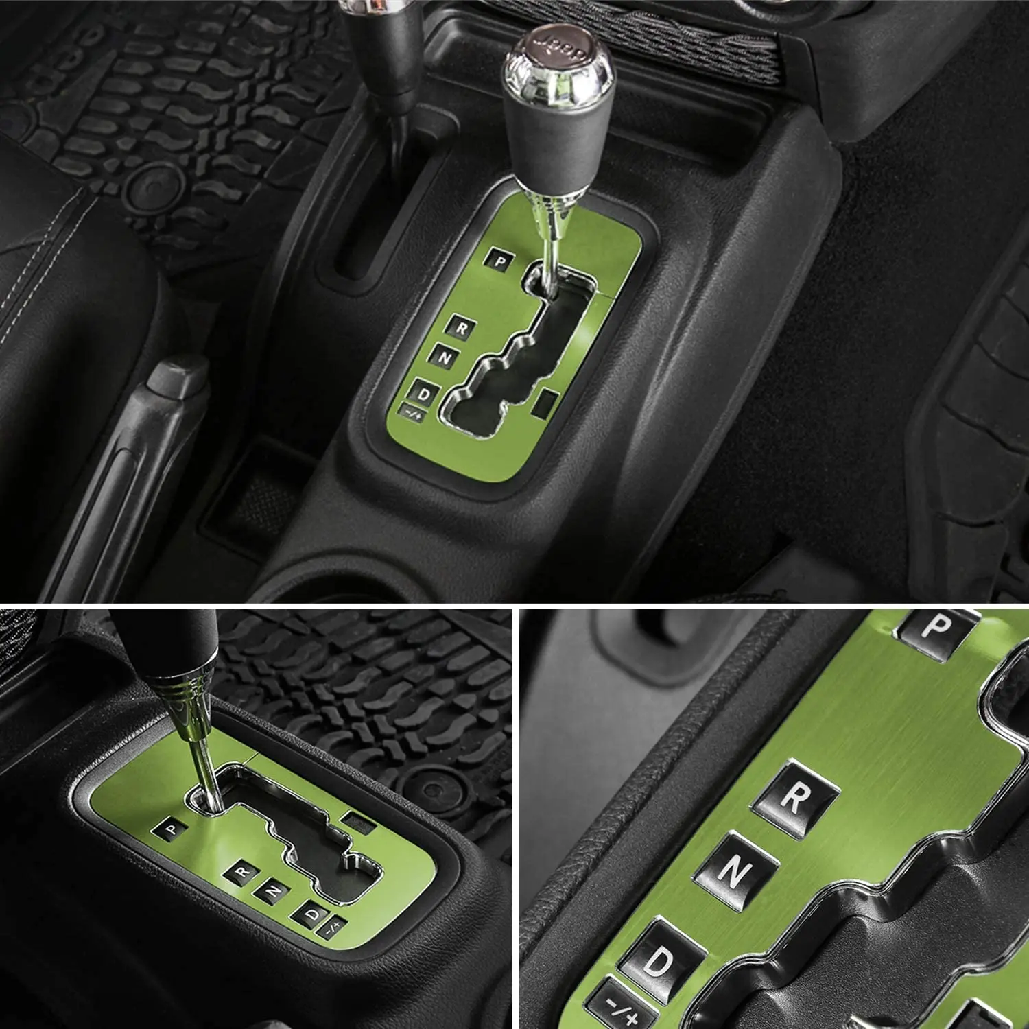 Chuang Qian Green Aluminum Shift Knobs Dashd Cover Trim For  Wrangler JK Unlimit - £55.20 GBP