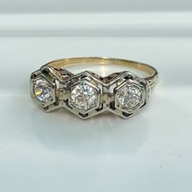 Vintage 0.75CT Simulé Diamant 3-Stone Fiançailles Bague 14k Argent Plaqué Or - £182.08 GBP