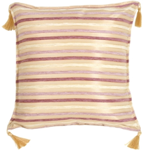 Chenille Stripes in Mauve and Cream Throw Pillow, Complete with Pillow I... - $31.45