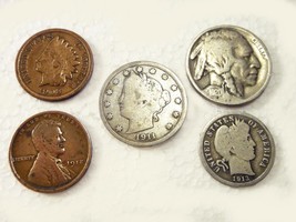 100+ Year Old U.S. Coin Lot - 5 Vintage Coins 100 Years of Age or Older. Include - $15.00