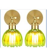 Vintage RGBW Battery Operated Wall Sconce 2 Glass Tulip Green-2 pack - $49.49
