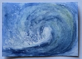ACEO Original Art Acrylic Ocean Wave Painting - $5.00