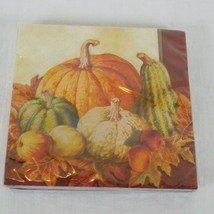 Traditions of Thanksgiving Beverage Napkins Pumpkin Gourd Leaves 16 Coun... - $4.00