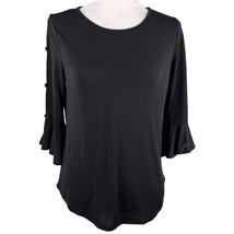 Green Envelope Top Black Small Bell Sleeves Cut Outs New - £20.41 GBP