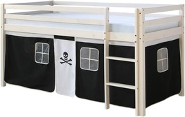 Boys Twin Junior Loft Bed Curtain Black White Pirate Fort Tent Play Area Fantasy - £95.92 GBP