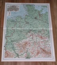 1922 Original Vintage Map Of Northwestern Germany Hamburg Bremen Hanover Köln - £20.18 GBP