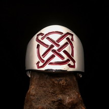 Excellent crafted Men&#39;s Ring red Celtic Knot X-Cross in Circle - Sterling Silver - £49.98 GBP
