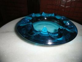 Adolph Matura Retro Sklo Onion , Czech ashtray light blue vintage glass 7" image 9