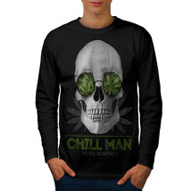 Chill Weed Stoner Rasta Tee Chill Skull Men Long Sleeve T-shirt - £12.05 GBP