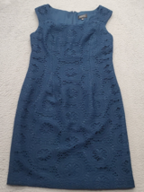 Adrianna Papell Sheath Dress Womens 12P Blue Lace Overlay Sleeveless Bac... - £26.33 GBP