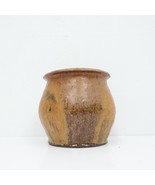 Vtg Handmade Drip Glaze Clay Pottery Stoneware Vase Brown Orange 3.5&quot; Pr... - £19.65 GBP