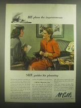 1945 McCall&#39;s Magazine Ad - He plans the improvements She guides his planning - £14.55 GBP