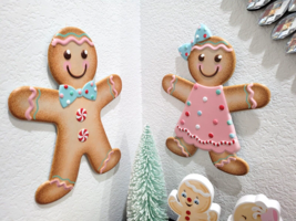 Christmas Pastel Gingerbread Couple Girl Boy Tabletop Metal Wall Sign 13... - £51.95 GBP